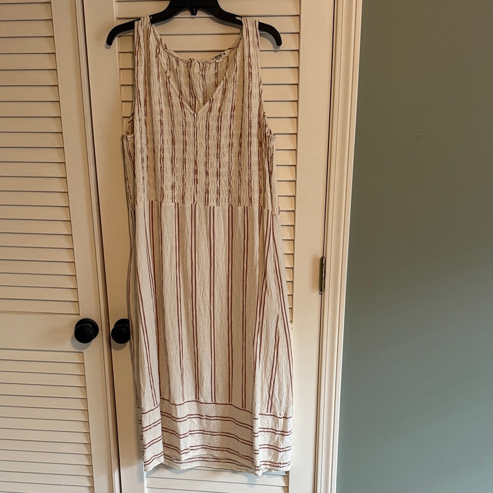 Womens Linen Striped Maxi Dress